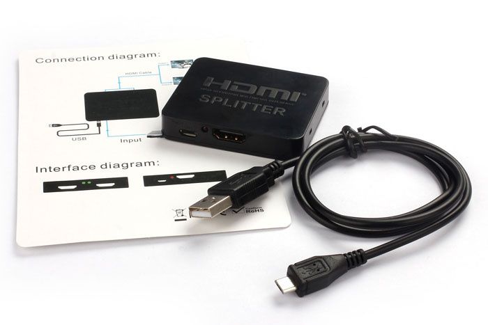 HDMI 1x2 Splitter Duplicador Distribuidor Divide 2 saidas 1080p NOVO64286169695747121