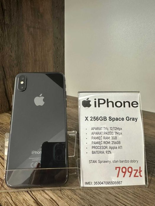 Smartfon Telefon Apple iPhone X 256GB Space Gray stan bdb gwarancja