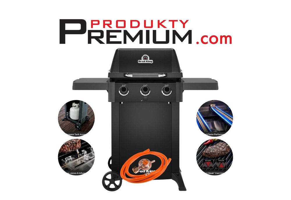 Grill ogrodowy gazowy Broil King GEM 310 GIGA SALONY 350 modeli od ręki, grill 3 palnikowy, składane półki, szafką na butlę i drzwiczkami