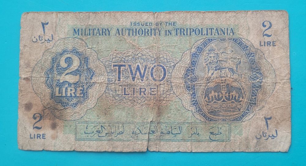 Banknot 2 liry 1943 r - Bryt. Władze Wojskowe  w Trypolitanii  (3B)