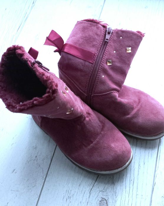 buty zimowe kozaczki bordowe 29