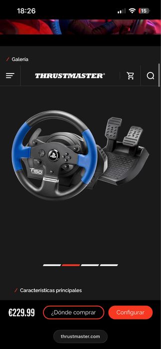 Volante Thrustmaster T150 com pedais, compatível com PS4, PS5 e PC.