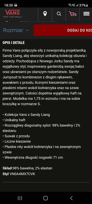 Kombinezon Vans x Sandy Liang damski