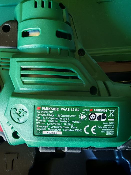 serra corta ramos Parkside 12v novo