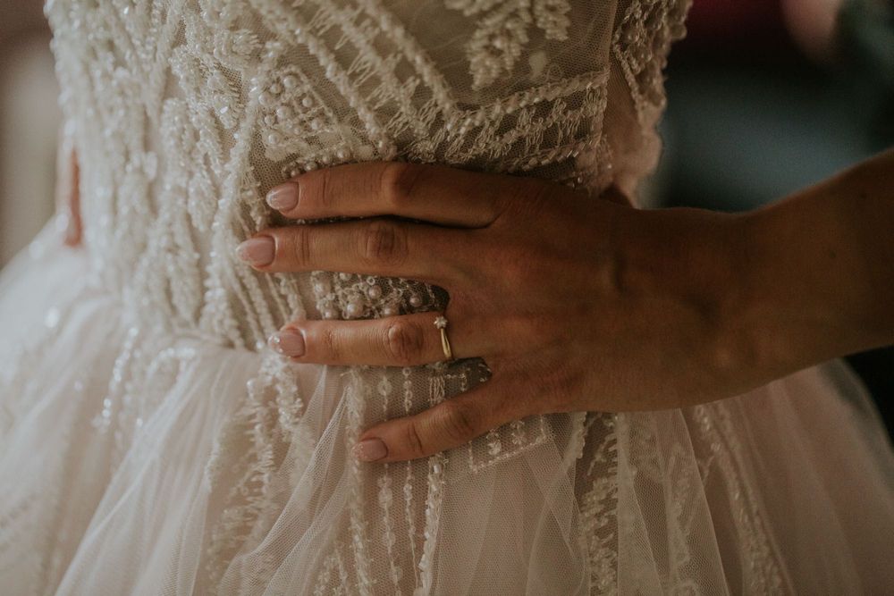 Suknia ślubna Lanesta Seychella błyszcząca 34/36 plus dodatki