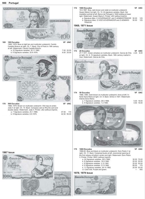 Lote de 24 Notas Escudos de Portugal (1964-1988)