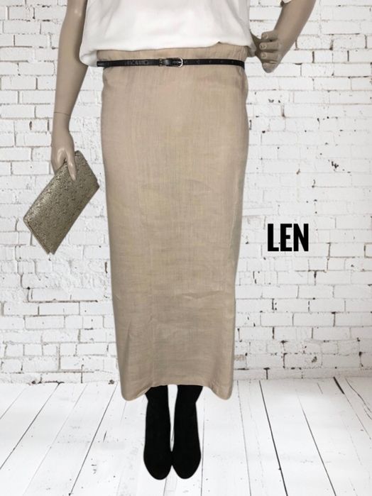 Beżowa prosta elegancka długa spódnica Esprit na co dzien do pracy M