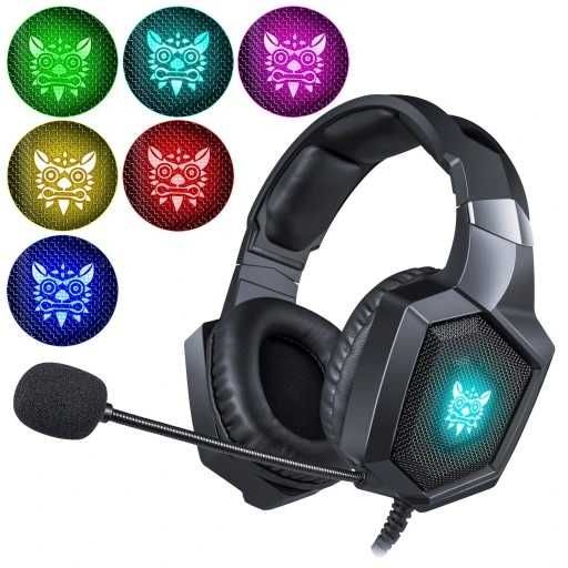 WYGODNE Słuchawki Gamingowe dla graczy z mikrofonem RGB LED na prezent