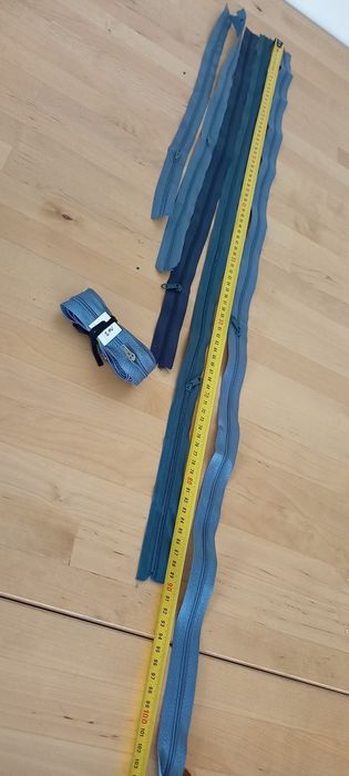 6szt. Zamki błyskawiczne niebiesko-szare PRL