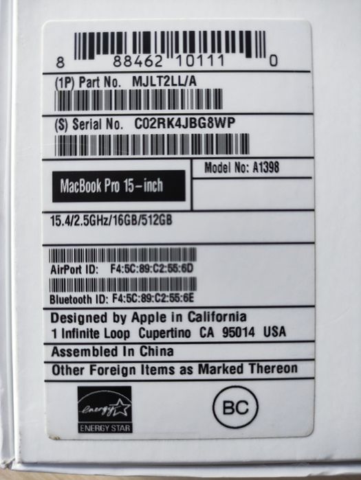 MacBook Pro 15" Retina (Mid 2015) А1398 Збережений стан!