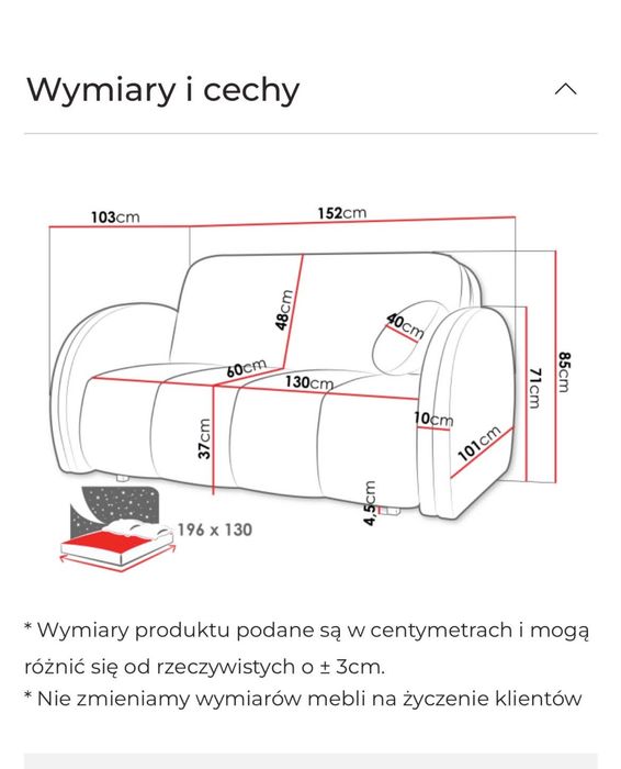 Nowoczesna kanapa z funkcją spania - stan jak nowy