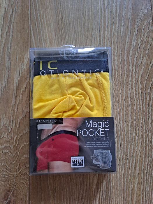 Slipy, szorty męskie Atlantic, rozmiar XXL, Magic Pocket, żółte