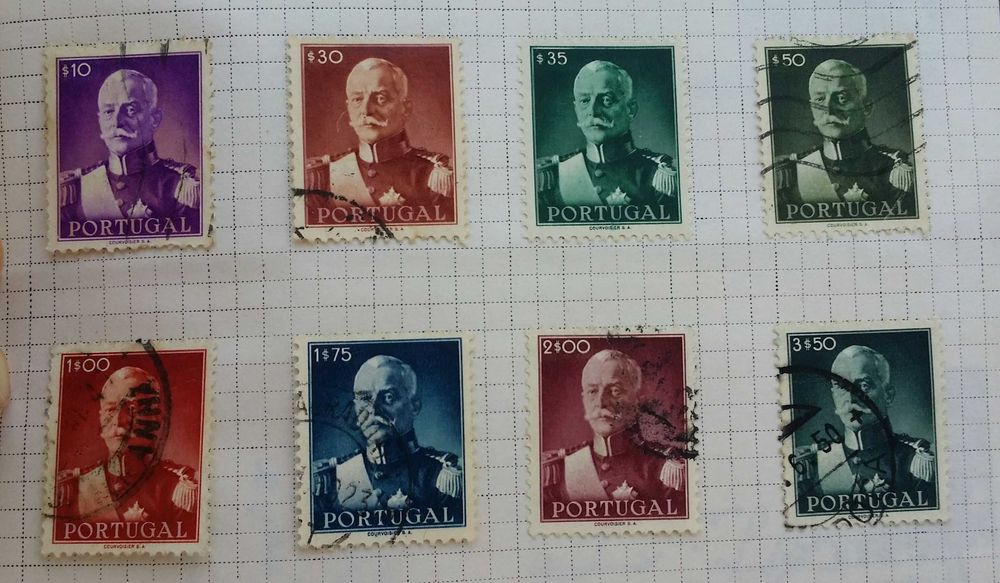 Filatelia selos Portugal Presidente Carmona 1945 novos e usados