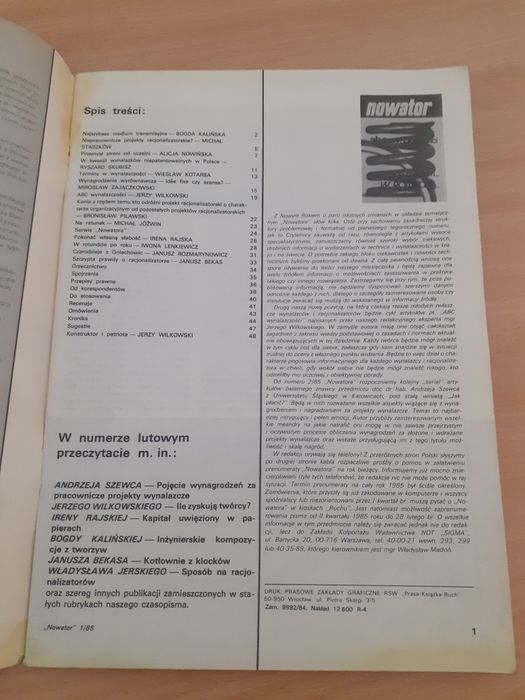 Nowator miesięcznik z czasów PRL 1985r