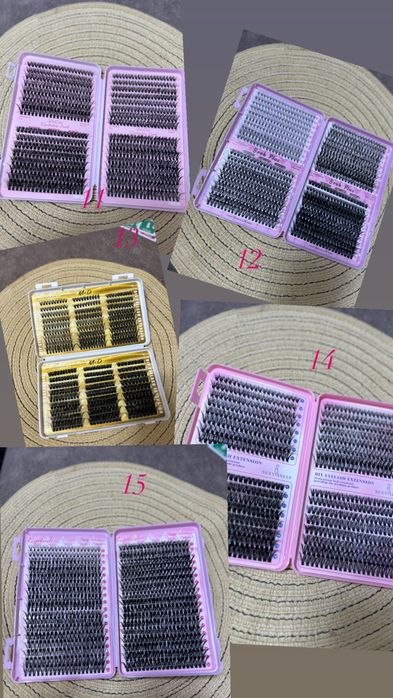 Вії (ресницы ) для самостійного нарощення, пучкові вії, клей для вій