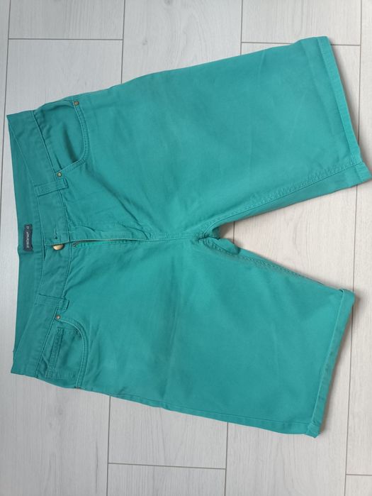 Чоловічі світло сірі джинсові і бірюзові котонові шорти