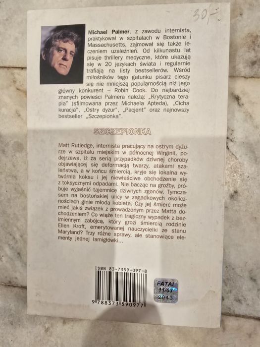 Thriller medyczny " Szczepionka" Michael Palmer
