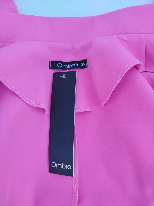 Nowa różowa krótka sukienka marynarkowa Ombre 34 36