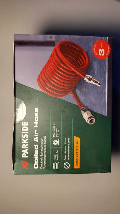 Шланг пневматични parkside 3m вхід 6.5мм вихід 10мм 6.3 бар макс