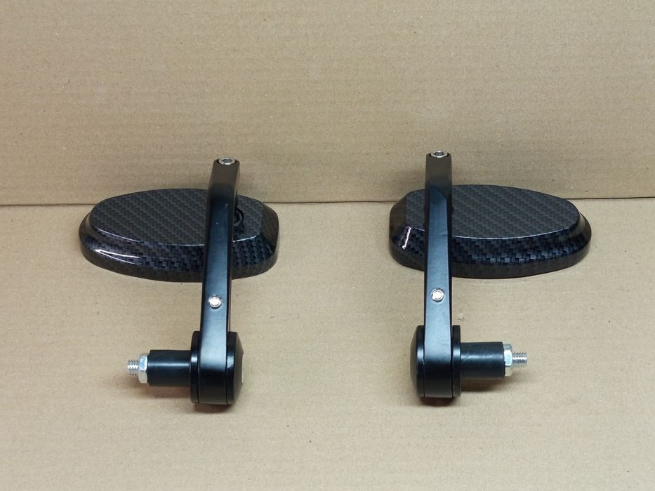 Зеркала мото (пара) "CUSTOM ОВАЛ CARBON" в торец руля