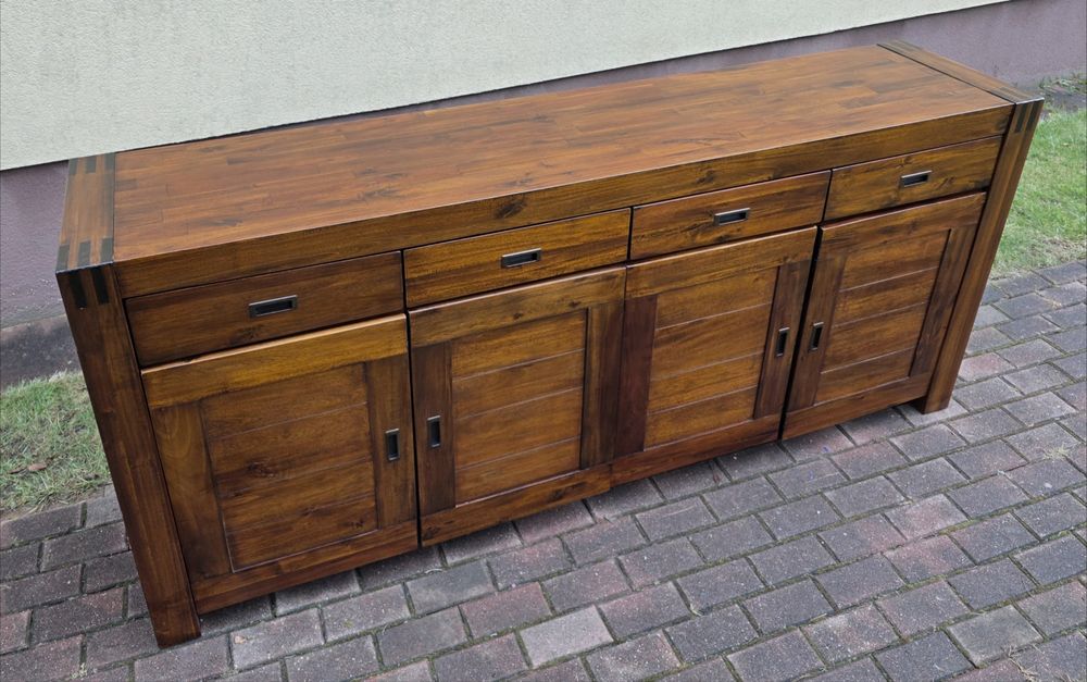 CIEKAWA 100% Lita Tekowa Komoda Kolonialna 4 Szuflady WYSYŁKA