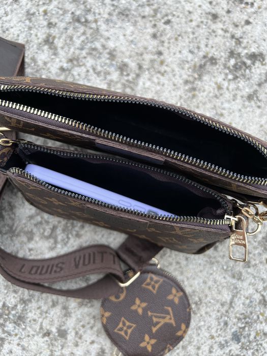 Брендова жіноча сумка трансформер Louis Vuitton 3 в 1 Multi Pochette кросбоді через плече