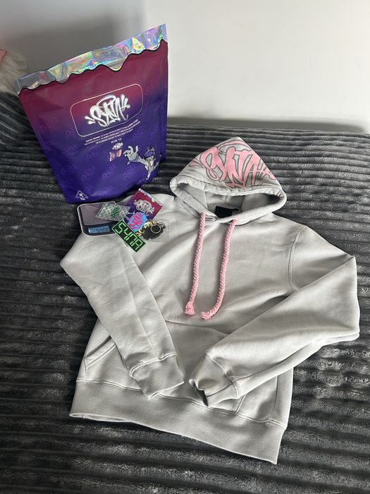Syna World x Central Cee Logo Grey Pink Hoodie Siz