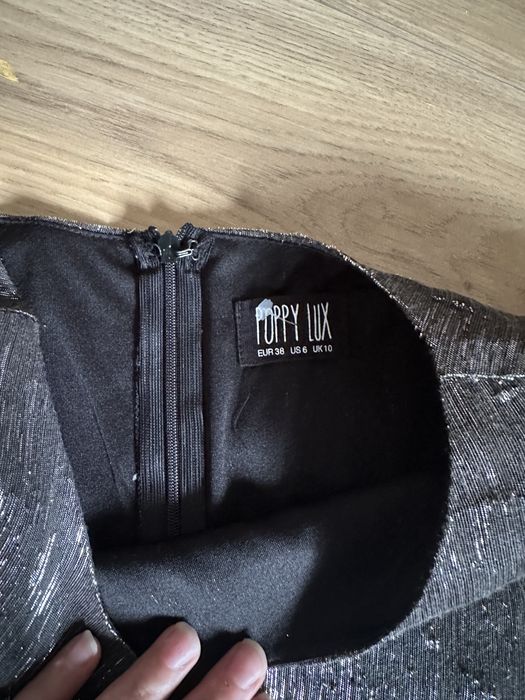 38 poppy lux święcacą sukienka srebrna nitka sylwester impreza