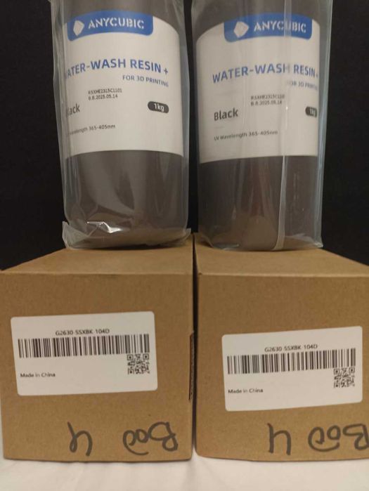 Anycubic Water Wash Resin, фотополімерна смола чорна/біла просрочена