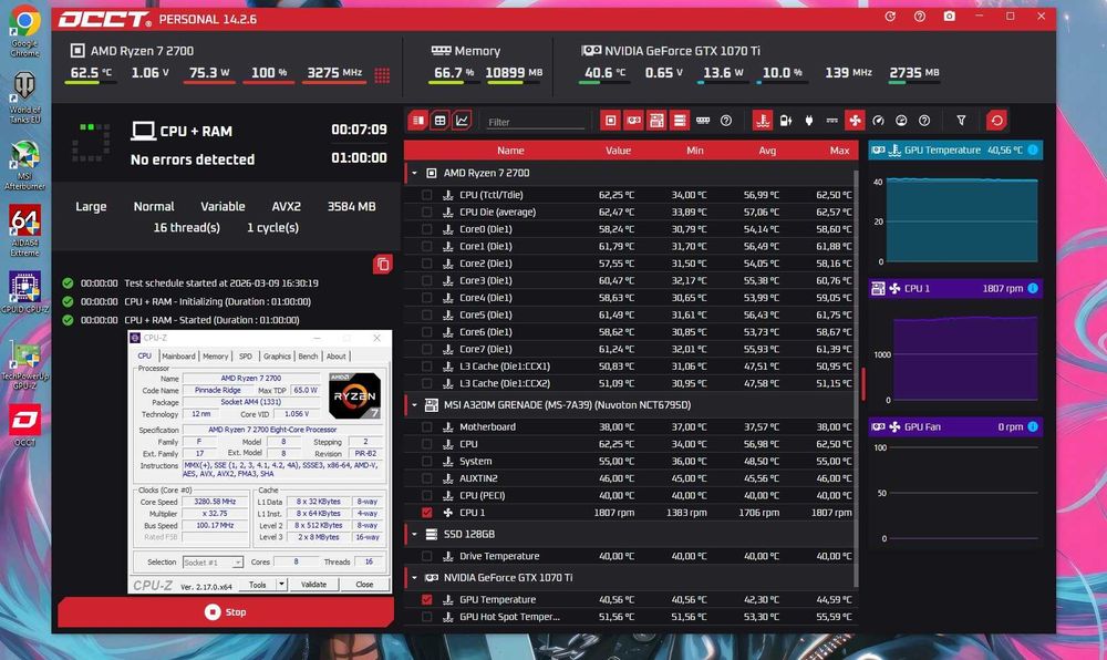 GTX1070ti+ Ryzen 7 2700+ 16Gb DDR4 ігровий компьютер