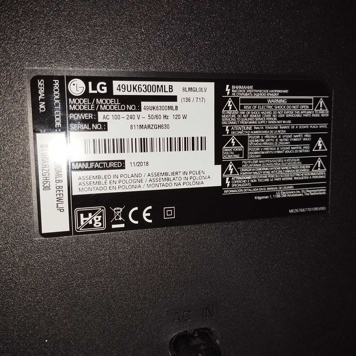 Telewizor Smart TV LG 49UK6300MLB