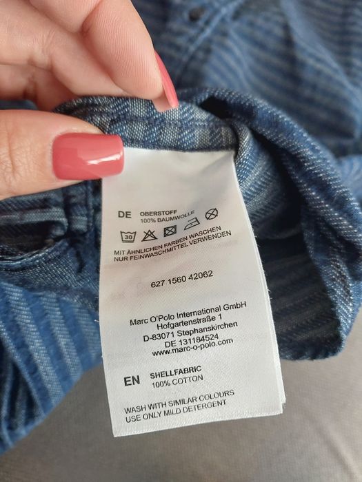 Koszula Marc O'Polo Shaped Fit indigo bawełniana koszula w paski