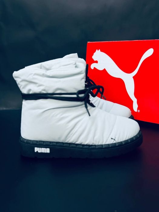 Жіночі сапоги Puma Сірі зимові термо дутики пума сноубутси на хутрі