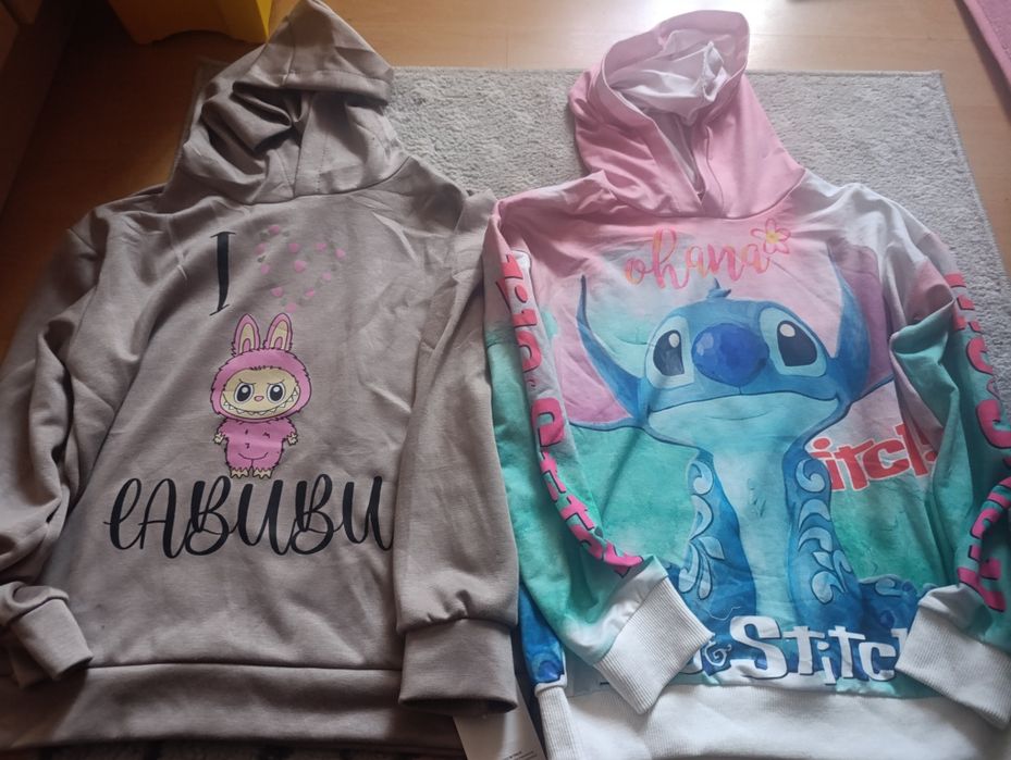 Komplet trzech sztuk nowych ubrań 140/146  dla dziewczynki, bluzy, kolarki