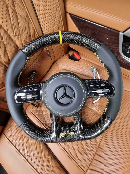 Руль карбоновый Mercedes Мерседес AMG G W463 W464 GLS V167 W167 GLE X167 GLC X254 S W222 W223 E W212 W213 W214 C W205 W206 CLS C257 EQS V297 EQE кермо