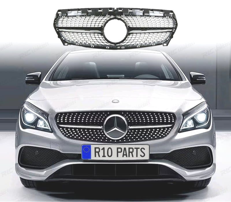 GRELHA FRONTAL MERCEDES CLA C117 16-19 LOOK GT DIAMANTE PRETO