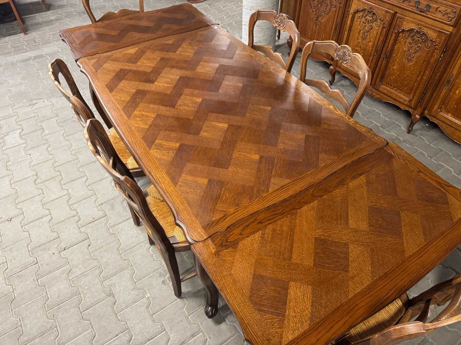 Stół i 6 krzeseł Ludwik stół rozkładany stół drewniany dąb