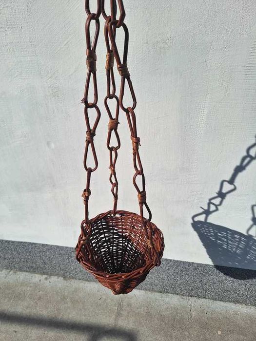 Koszyk wiklinowy wiklina kosz kwiaty wisząca doniczka osłonka ciemna