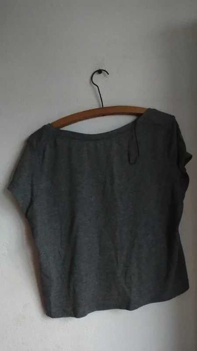 Szara krótka bluzka z krótkim rękawem H&M S
