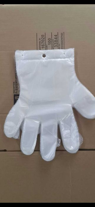 Rękawiczki foliowe HDPE do zawieszenia, rękawice zrywki, L, 8 mikronów