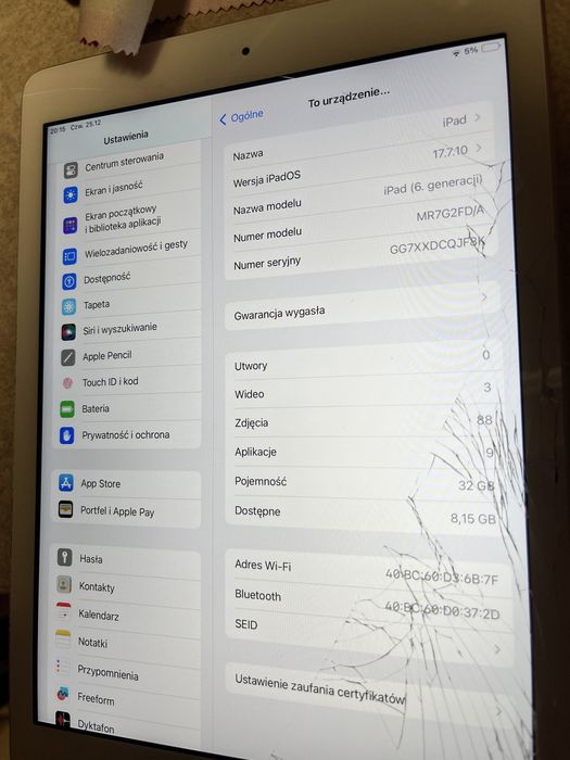 Ipad 6th generacji- uszkodzony!