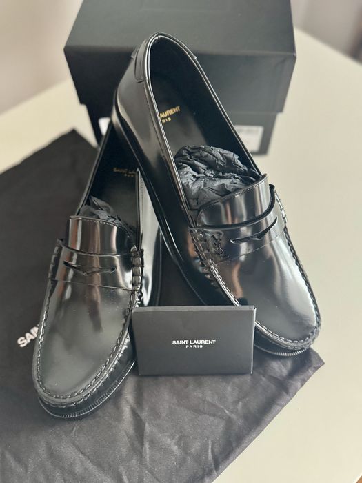 YSL czarne, nowe, skórzane mokasyny - rozmiar 42