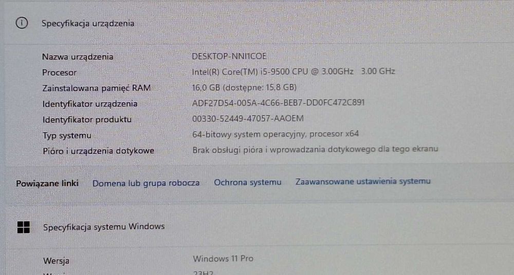 Komputer Lenovo ThinkCentre Intel i5-9500 DDR4 16GB