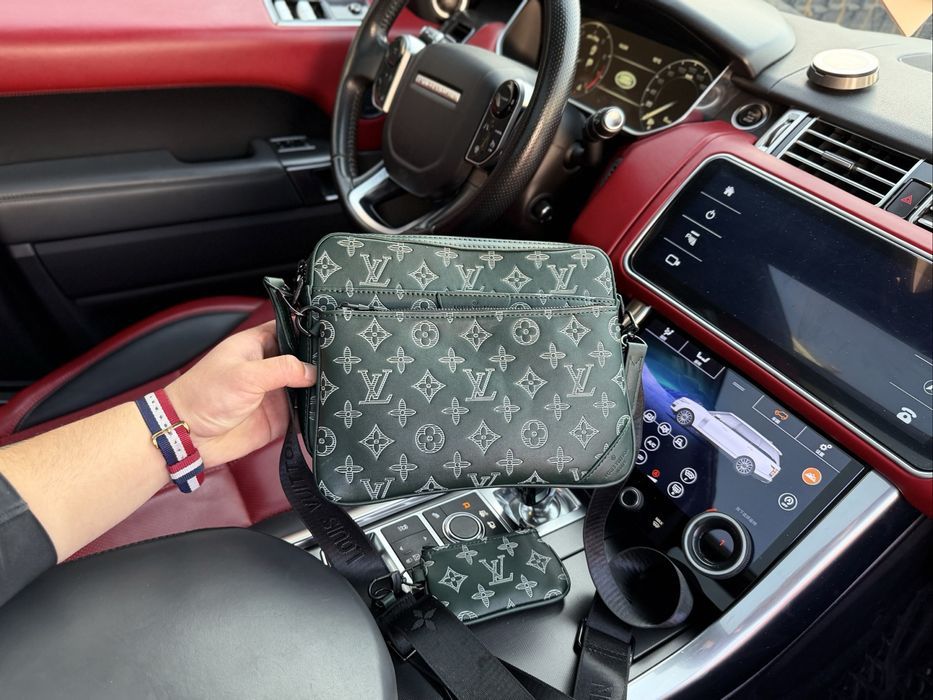 Сумка зеленая Louis Vuitton 3v1 кожаная онигинал 3в1 мужская