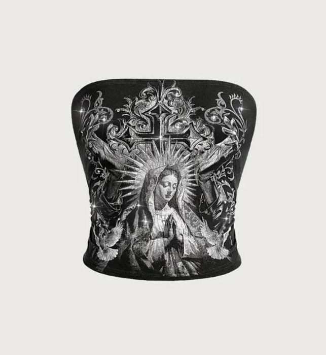 Новий жіночий топік у стилі 2000-х, топ з принтом, топ із Дівою Марією