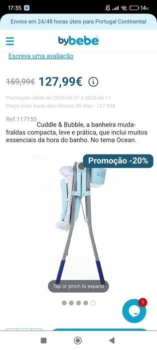 Muda fraldas/banheira Chicco