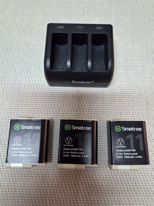 Carregador triplo + 3x baterias GoPro Hero 09/10/11/12