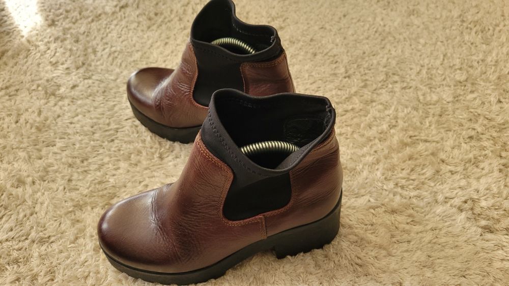 Botki skórzane platforma 38