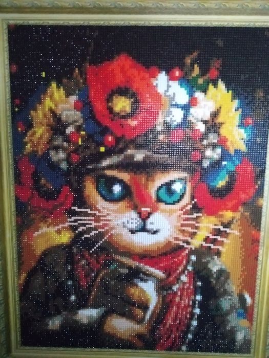 картина кицька захисниця алмазна мозаїка