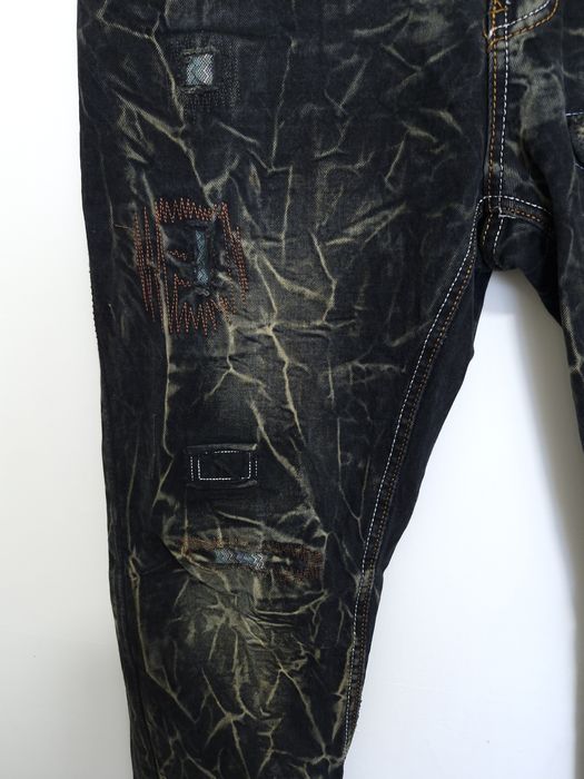 Spodnie jeansowe streetwear handmade custom postarzane L XL